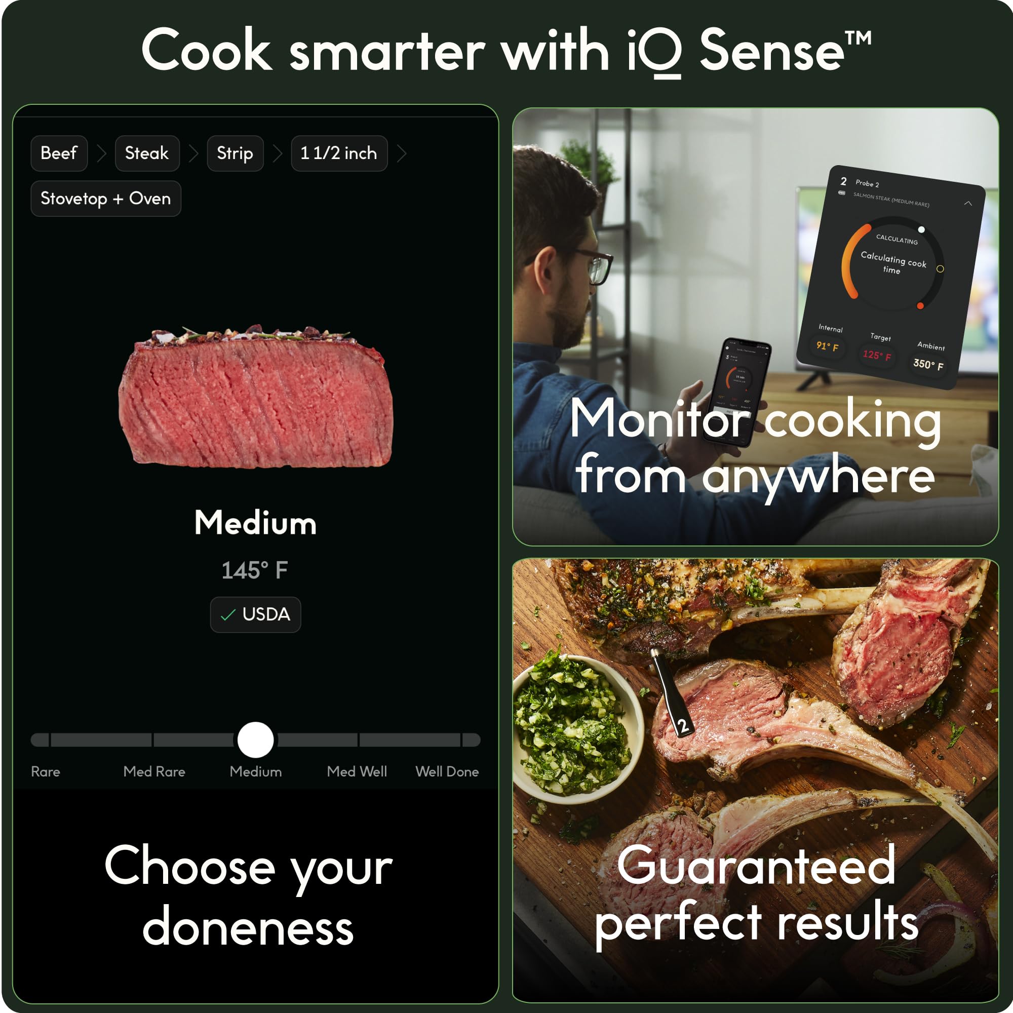 Chef Iq Sense Smart Wireless Meat Thermometer With 3 Ultra-Thin Probes, Unlimited Range Bluetooth Meat Thermometer, Digital Food